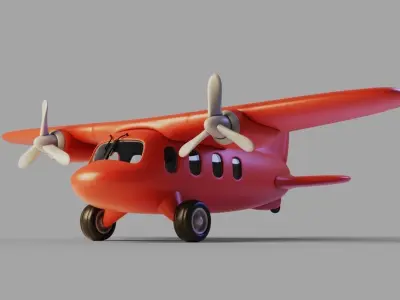 Plane toy airplane with propellers Low-poly 3D model