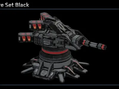 Minigun Turret Low-poly 3D model purchase