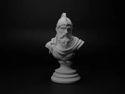 Scandinavian Sea Warrior Bust Chess 3D print model get