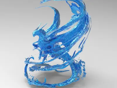 Dragon water splash sculpture collection  3D model