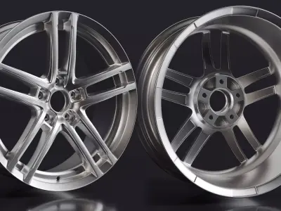 Modern 5-Spoke Car Rim - 4-in-1 Pack Game-Ready PBR  Sub-D Low-poly 3D model