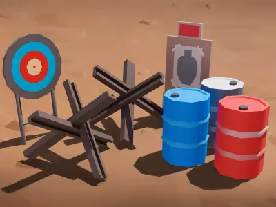 Low Poly Military Base Pack  Low-poly 3D model