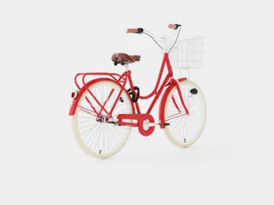 Red Bicycle Low-poly 3D model