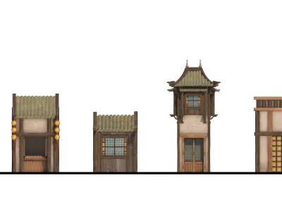 JAPANESE TRADITIONAL ARCHITECTURE PACK -STYLIZED- Low-poly 3D model