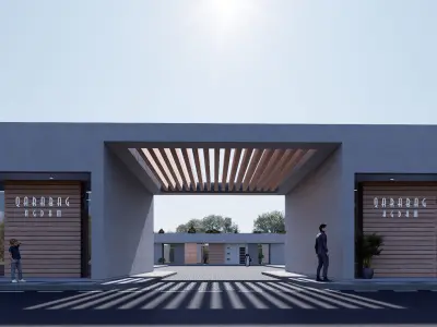 Commercial building Low-poly 3D model 7