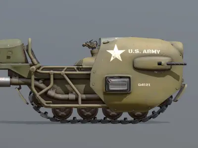 WW2 Tracked Motorcycle Low-poly 3D model