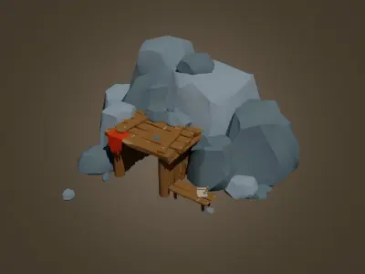Goblins and Orcs Gold Mine Low-poly 3D model