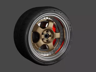complete car wheel set work meister s1 3D model