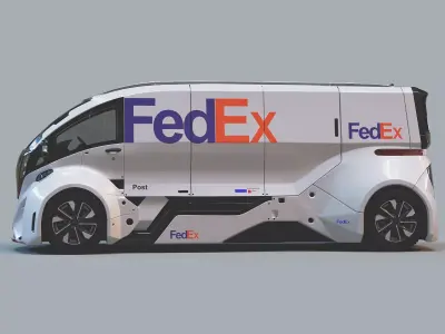 Scifi Car cyberpunk Van FedEx Low-poly 3D model
