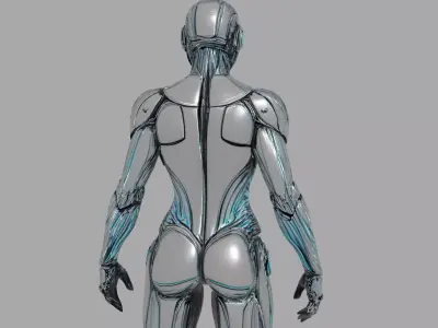 Cyberpunk Cyan Chrome Female Android 3D model