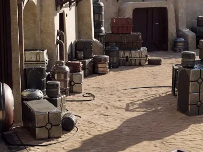 Star Wars Cargo Crates and Barrels 33 Variants - 3D Asset Kit PBR 3D model