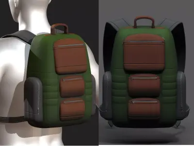 Backpack bag baggage Color 3d low poly Low-poly  Low-poly 3D model