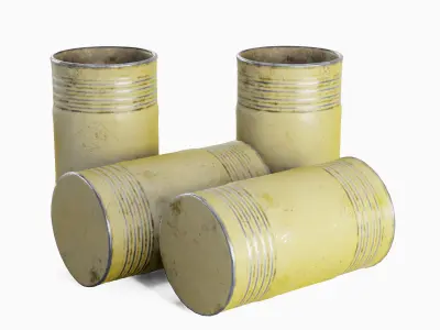 Old Steel Barrel 02 Low-poly 3D model