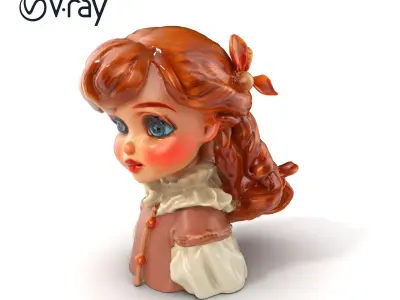Copper Accent Antique Doll Model Pack Low-poly 3D model