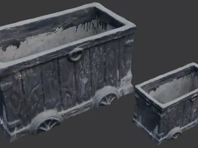Antique Industrial Mining Cart Planter 3D Scan Low-poly 3D model