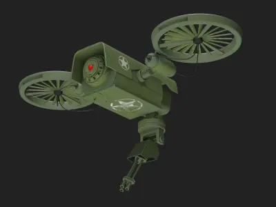 Low poly PBR Military Drone 3D model