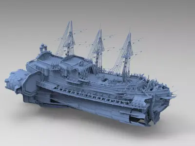 Sci fi Airship jets 4 3D model