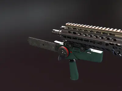 Rifle Chainsaw Attachment Low-poly 3D model