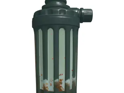 Military Field Water Filter Bottle Low-poly 3D model