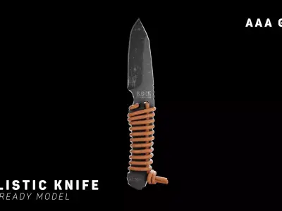 Knife Game Ready Model Realistic rope Low-poly 3D model