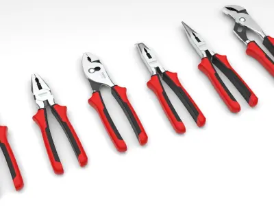 Pliers Set - 6 Pieces 3D model