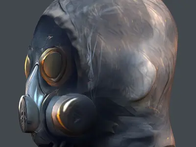  helmet Gas mask  3d model military combat Low-poly Low-poly 3D model
