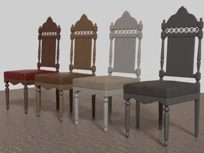 Vintage Wooden Dining Chair  3D model