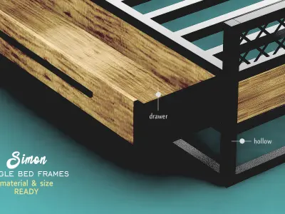 Interior bedroom set industrial design Low-poly 3D model