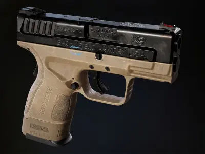 Springfield XD-MOD2 - Tan  Free low-poly 3D model