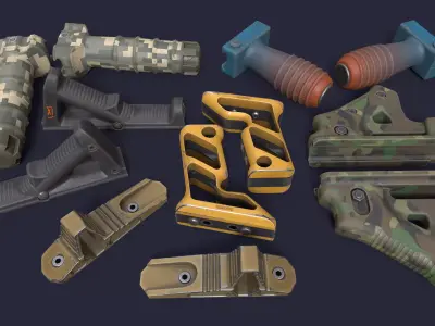Grips camouflage gun parts Low-poly 3D model