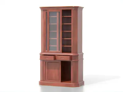 Antique Wooden Display Cabinet 03 Low-poly 3D model