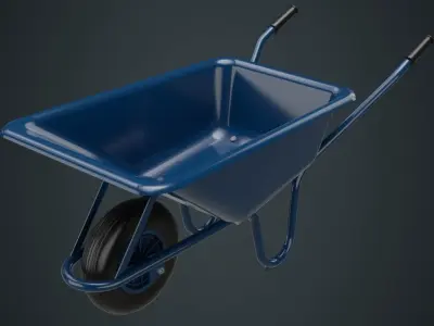 Wheelbarrow 1A Low-poly 3D model