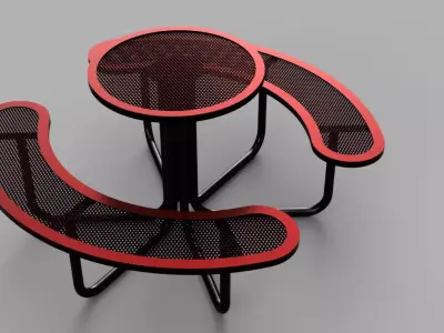 Contemporary Curved Bench Table Set 3D model