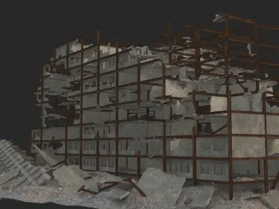 destroyed building Low-poly 3D model 2