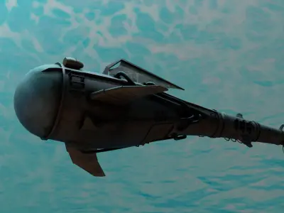 Steampunk  submarine Low-poly 3D model