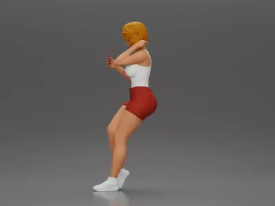 Girl casually checking her phone while striking a relaxed pose 3D print model