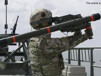 Soldier with Portable Missile System Mistral 3D model purchase