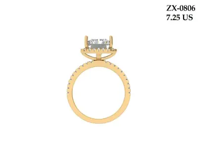Radiant Solitaire Ring 3D print model 7