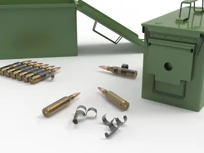 Ammo Box with bullet High-poly 3D model
