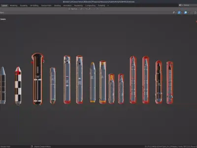 Series of Russian submarine ballistic missiles 3D model