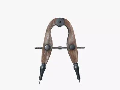 Medieval Wooden Compass Low-poly 3D model