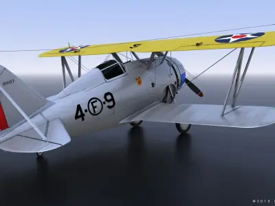 F2F-1 US Marines 1937 Low-poly 3D model