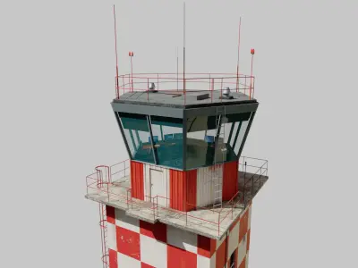 Airport Air Traffic Control Tower Low Poly PBR 3D model