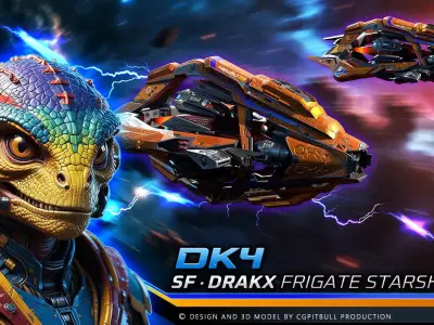 DRAKX - ALIEN Frigate DK4 Low-poly 3D model