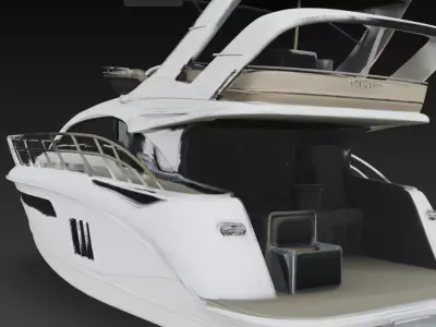 High-End Flybridge Cabin Cruiser Yacht Detailed Marine 3D print model