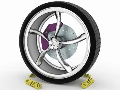 ORTAS CAR WHEEL RIM 133 GAME READY WHEEL RIM TIRE 3D model