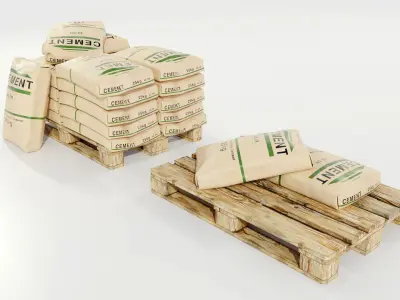 Pallet with Cement Bags 3D model