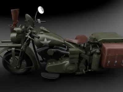 Motorcycle Custom Military HD Low-poly 3D model