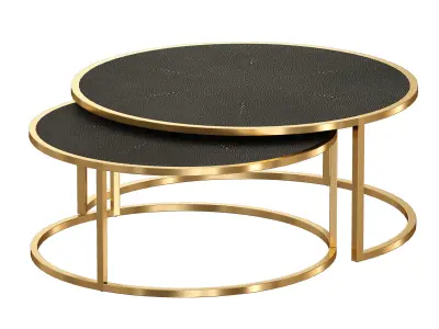 Keya Antique Brass Nesting Coffee Tables Crate and Barrel 3D model