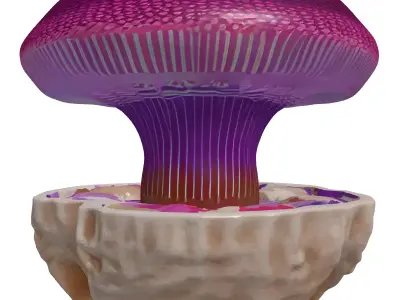 Intricate Purple Mushroom Plant 3D model